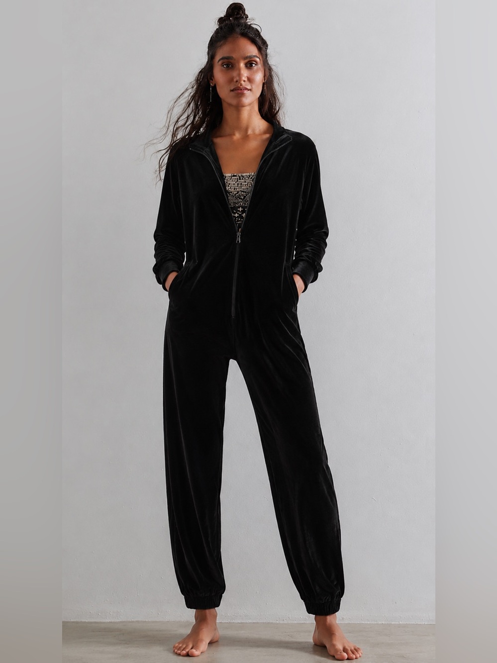 Smash + Tess Black Velvet Jumpsuit